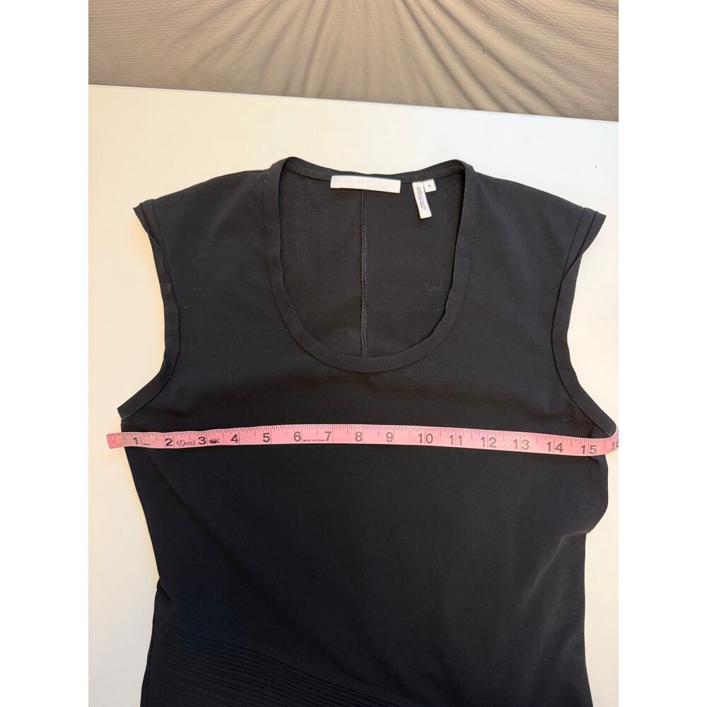 Helmut Lang Womens Black Sleeveless Draped Pleated Midi Dress Minimalist Office - Picture 9 of 9